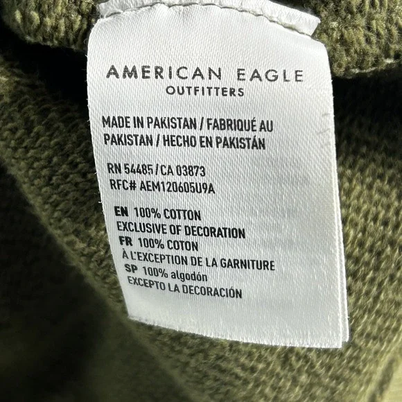 American Eagle Hoodie Mens Small Green Sweatshirt Embroidered Logo Preppy Adult - Picture 9 of 10